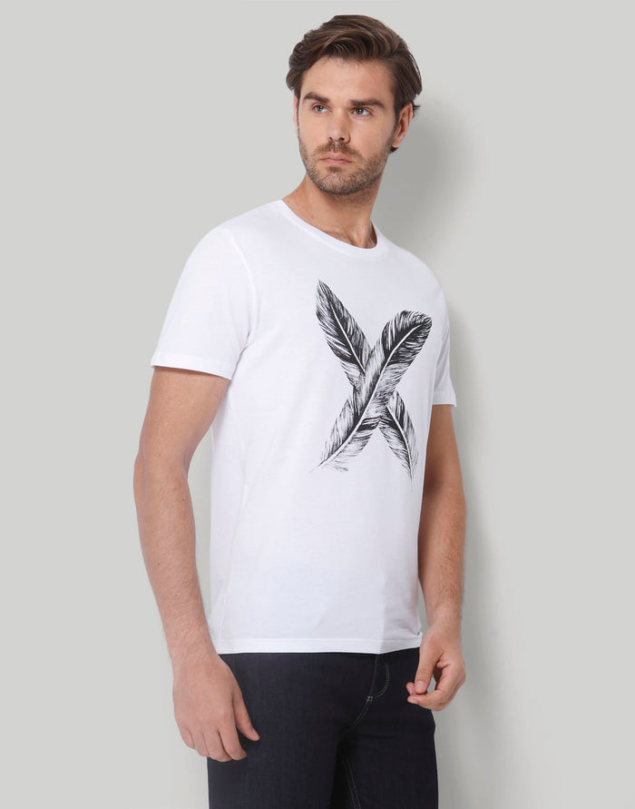 White Printed Crew Neck T-Shirt
