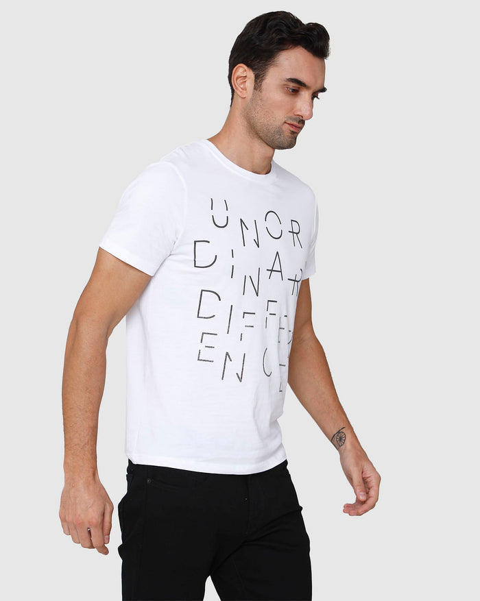 White Printed Crew Neck T-Shirt