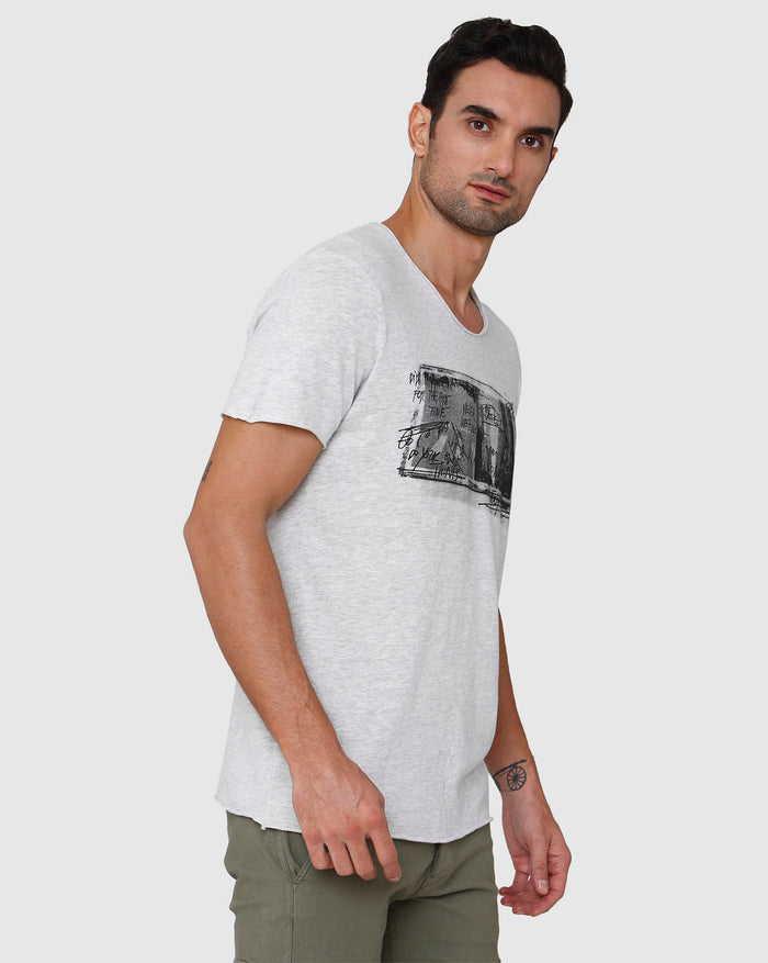 White Printed Crew Neck T-Shirt