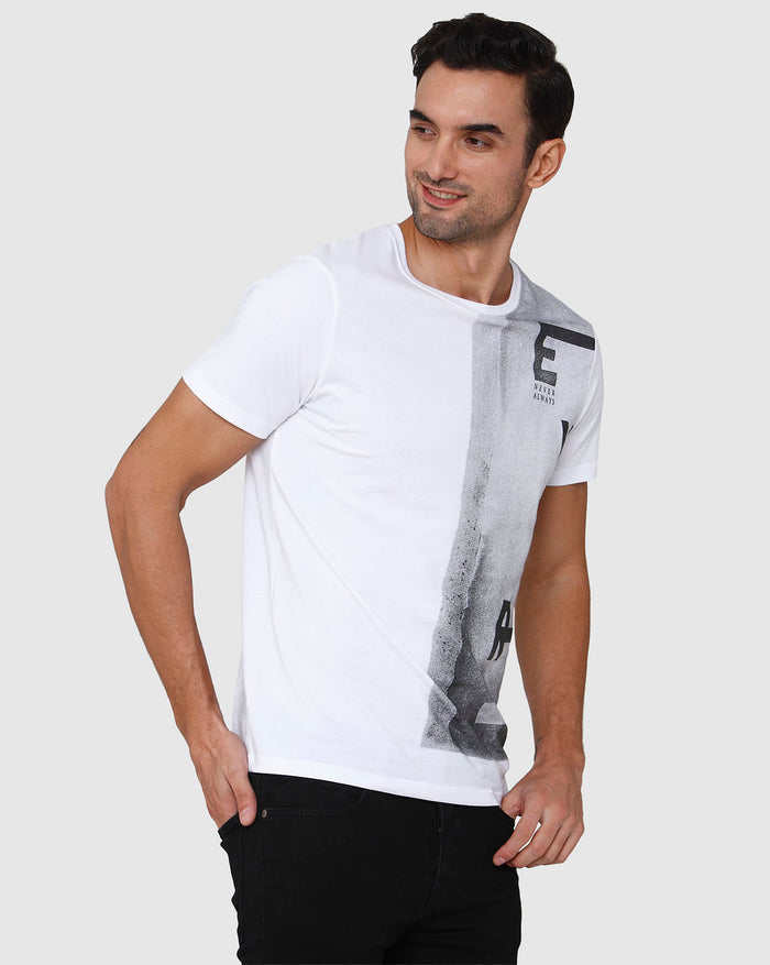 White Printed Crew Neck T-Shirt