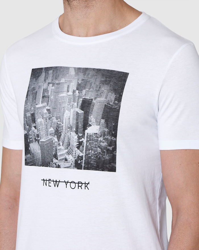 White Printed Crew Neck T-Shirt