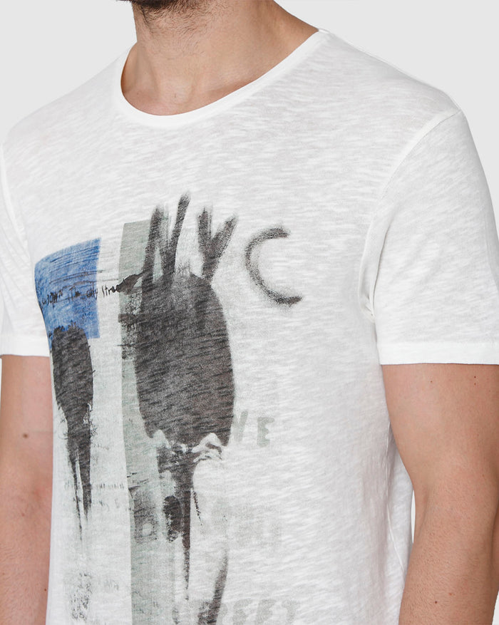White Printed Crew Neck T-Shirt