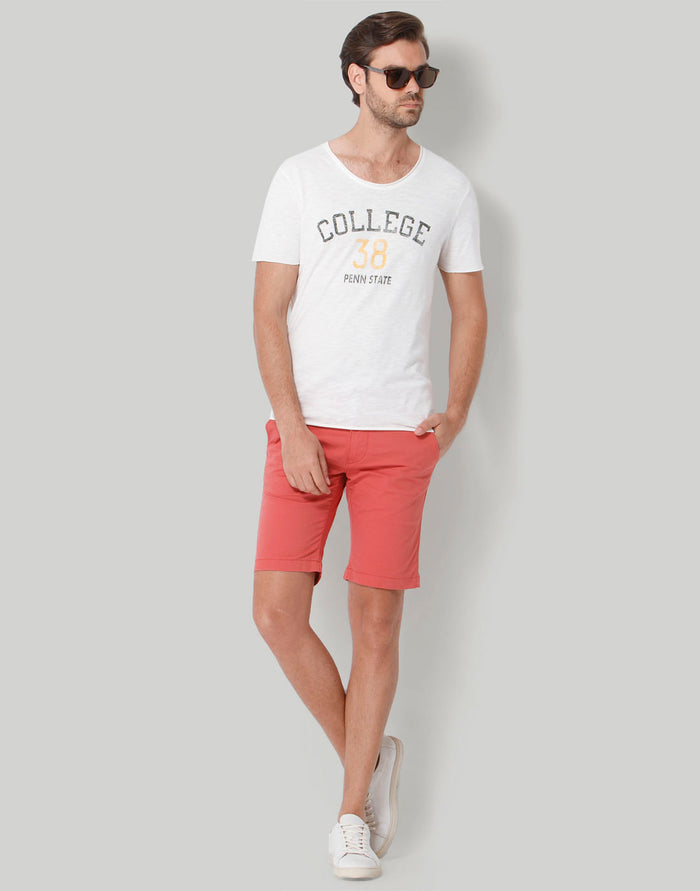 White Printed Crew Neck T-Shirt
