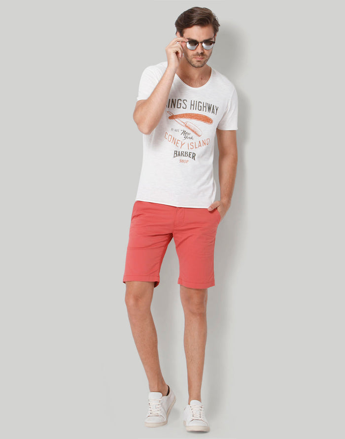 White Printed Crew Neck T-Shirt
