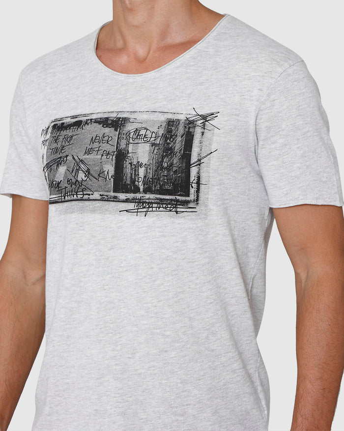 White Printed Crew Neck T-Shirt