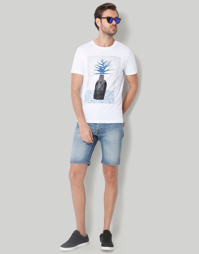 White Printed Crew Neck T-Shirt