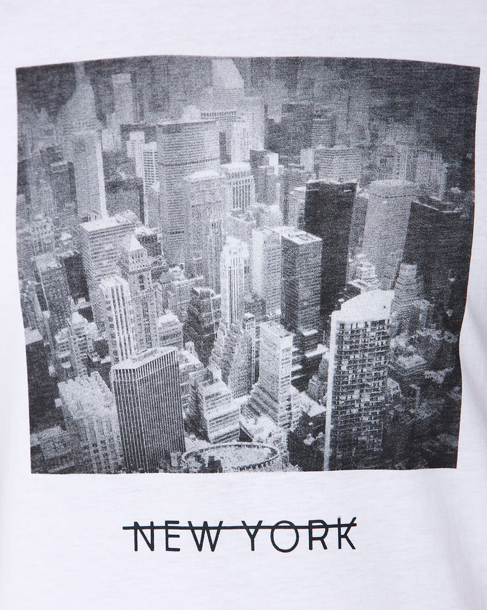 White Printed Crew Neck T-Shirt