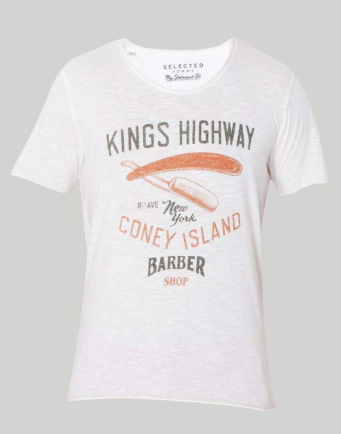 White Printed Crew Neck T-Shirt