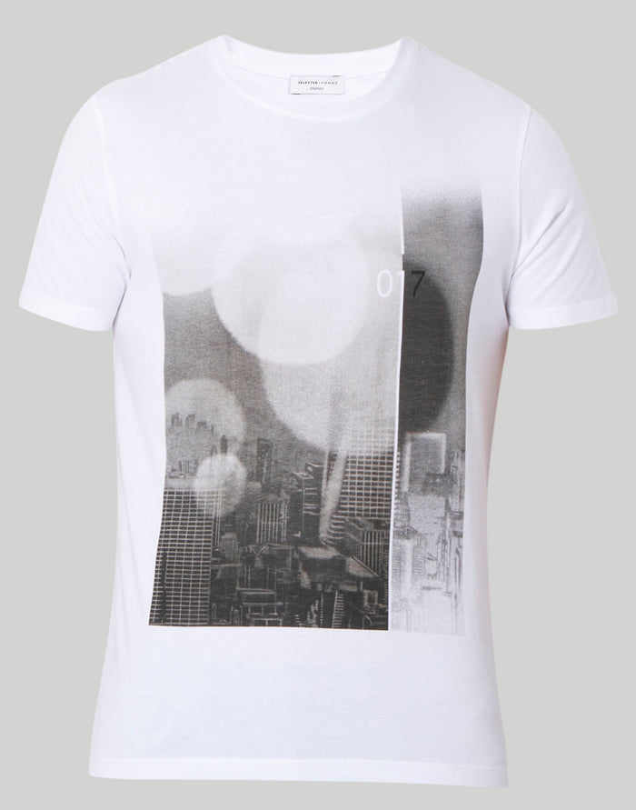 White Printed Crew Neck T-Shirt