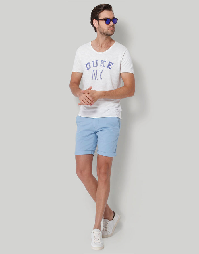 White Printed Crew Neck T-Shirt