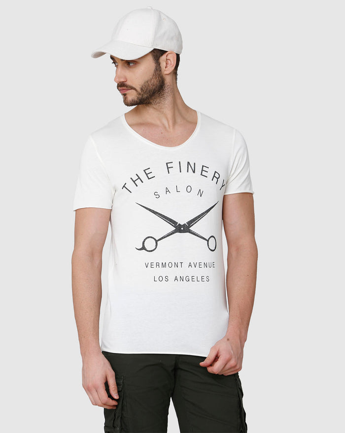 White Printed Crew Neck T-Shirt