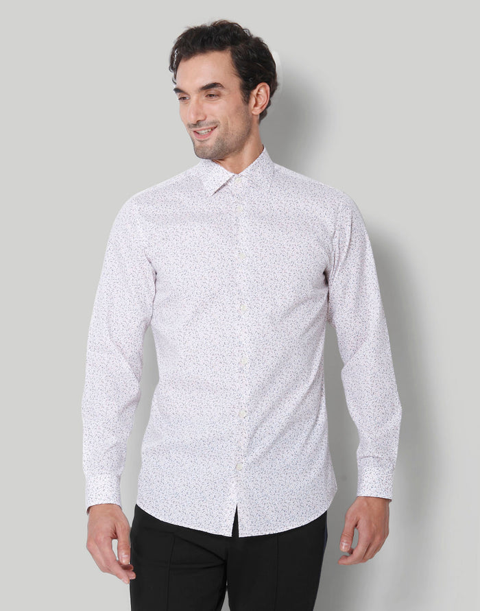 White Printed Full Sleeves Shirt