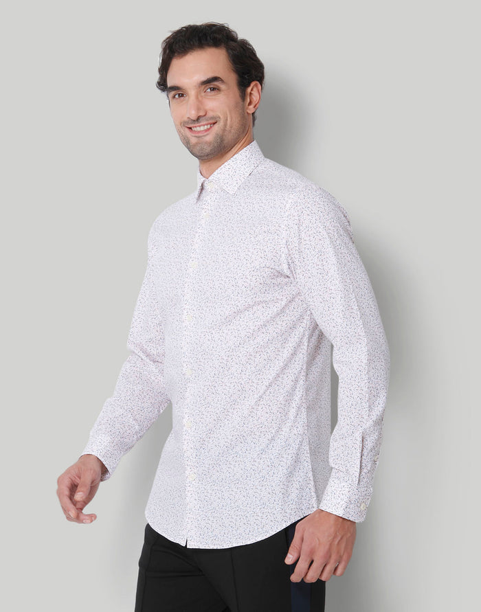 White Printed Full Sleeves Shirt