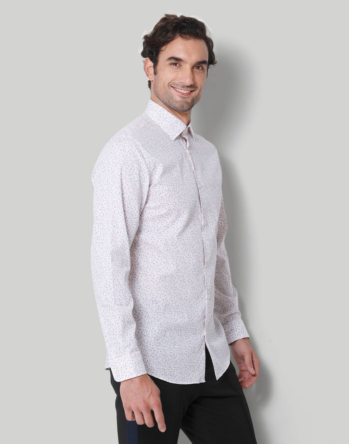 White Printed Full Sleeves Shirt
