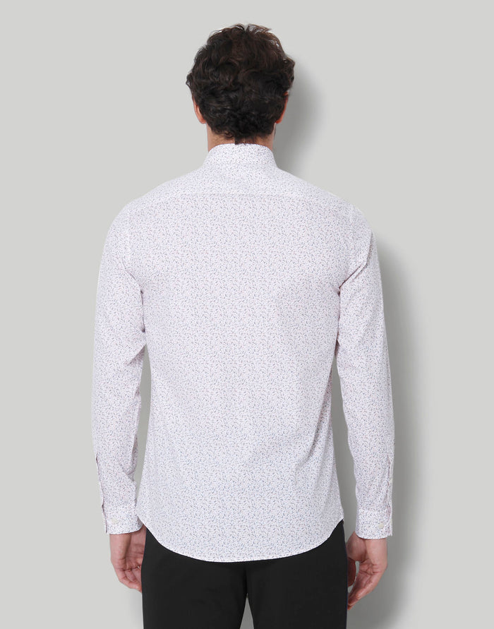 White Printed Full Sleeves Shirt