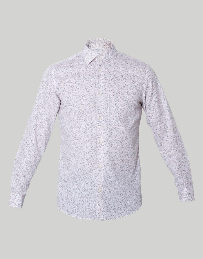 White Printed Full Sleeves Shirt
