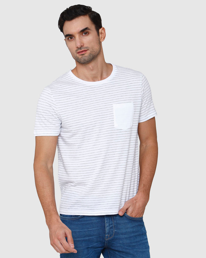 White Striped Crew Neck T-Shirt