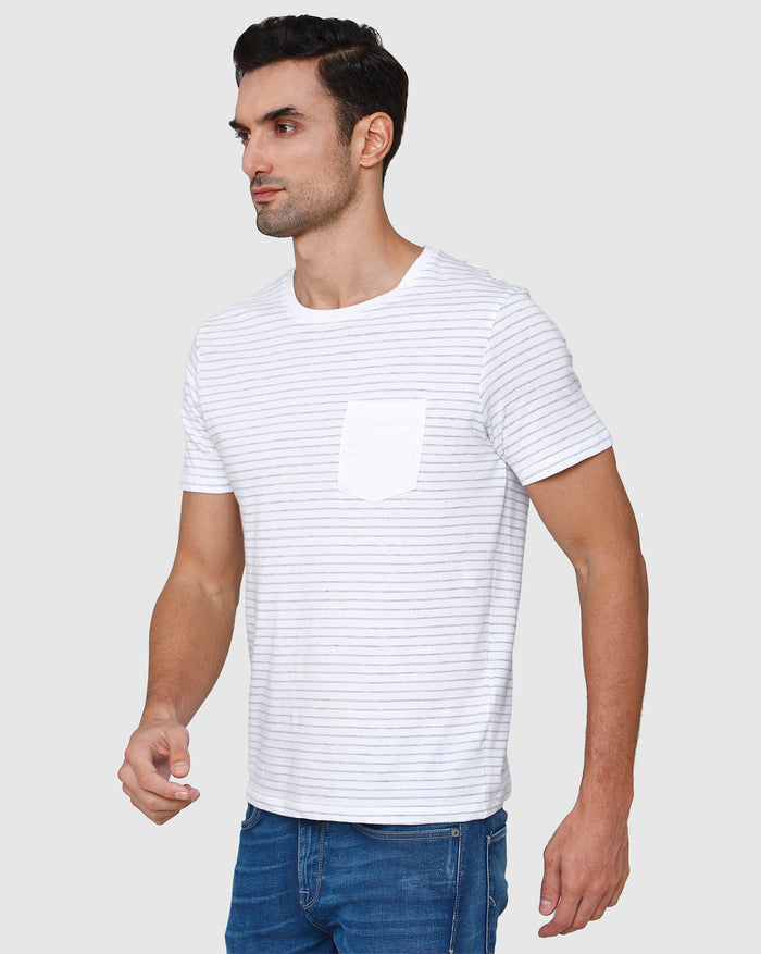 White Striped Crew Neck T-Shirt