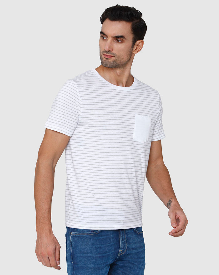 White Striped Crew Neck T-Shirt