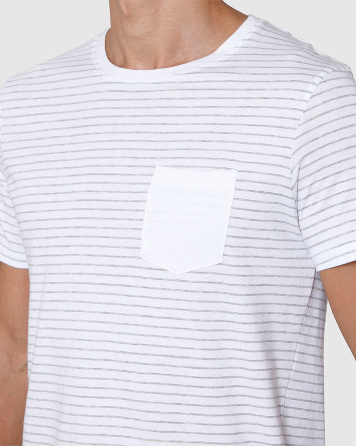 White Striped Crew Neck T-Shirt