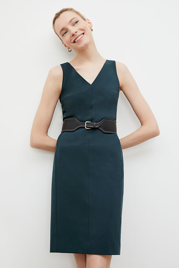 woman wearing the wide stitched belt | Exclude