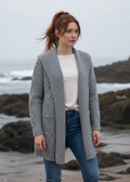 Women's Classic Long Hooded Cardigan - 100% Merino Wool | Grey