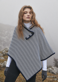 Women's Herringbone Cape | Navy Grey | Merino Wool Blend