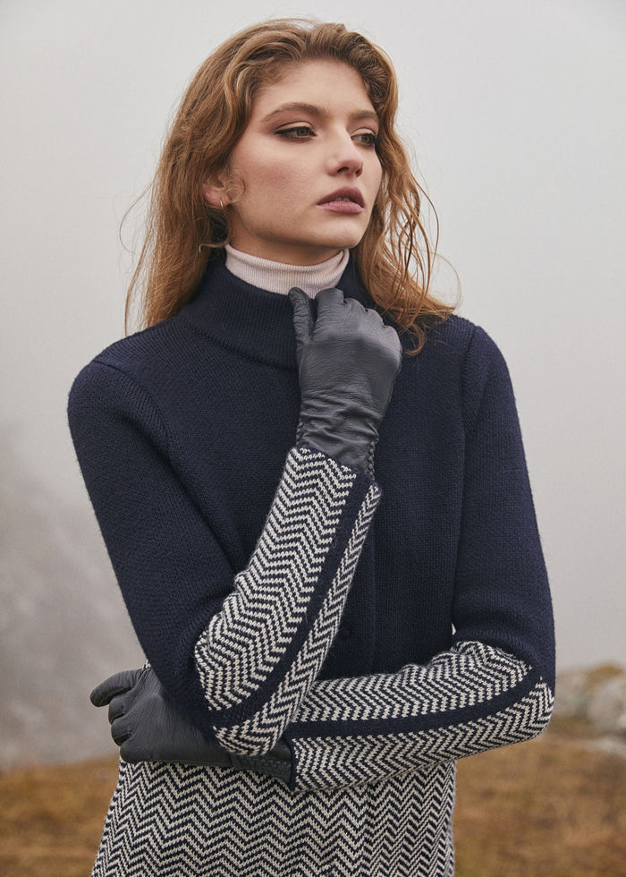 Ladies Herringbone Wool Coat