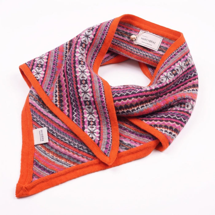 Women’s Lambswool Fair Isle Neck Scarf – Made in Scotland - ORANGE - Heritage Of Scotland -