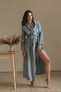 Women’s Linen Bathrobe Calla in Light grey