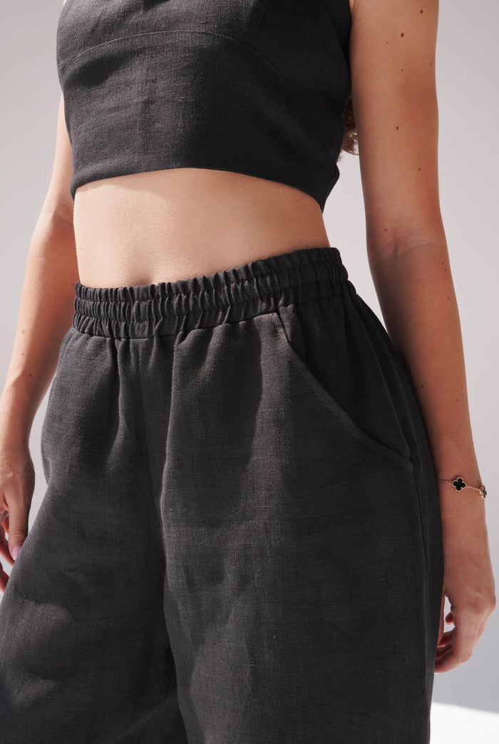 Women’s Linen Pants PEONY in Black