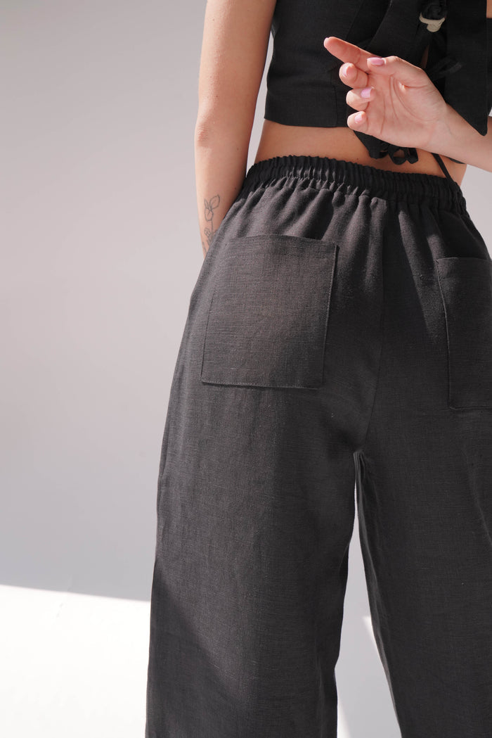 Women’s Linen Pants PEONY in Black