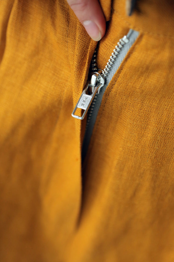 Women’s Linen Pants with Pleats CEDAR in Saffron