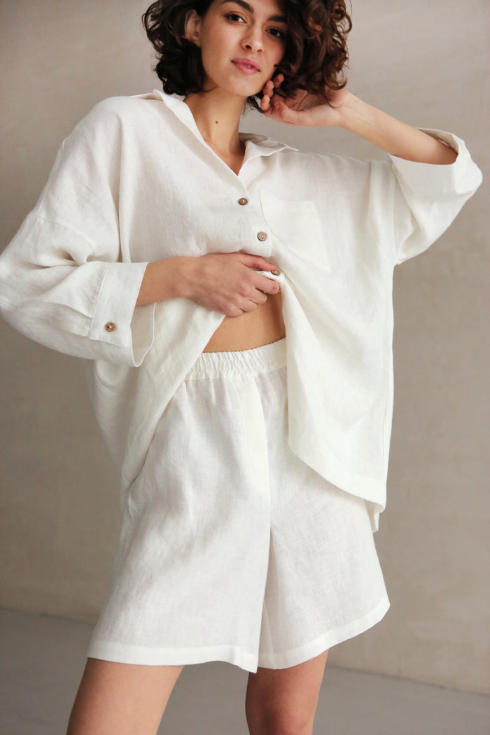 Women’s Linen Shorts BELLA in Cream
