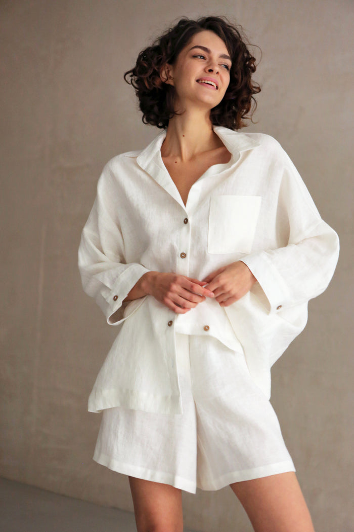 Women’s Linen Shorts BELLA in Cream