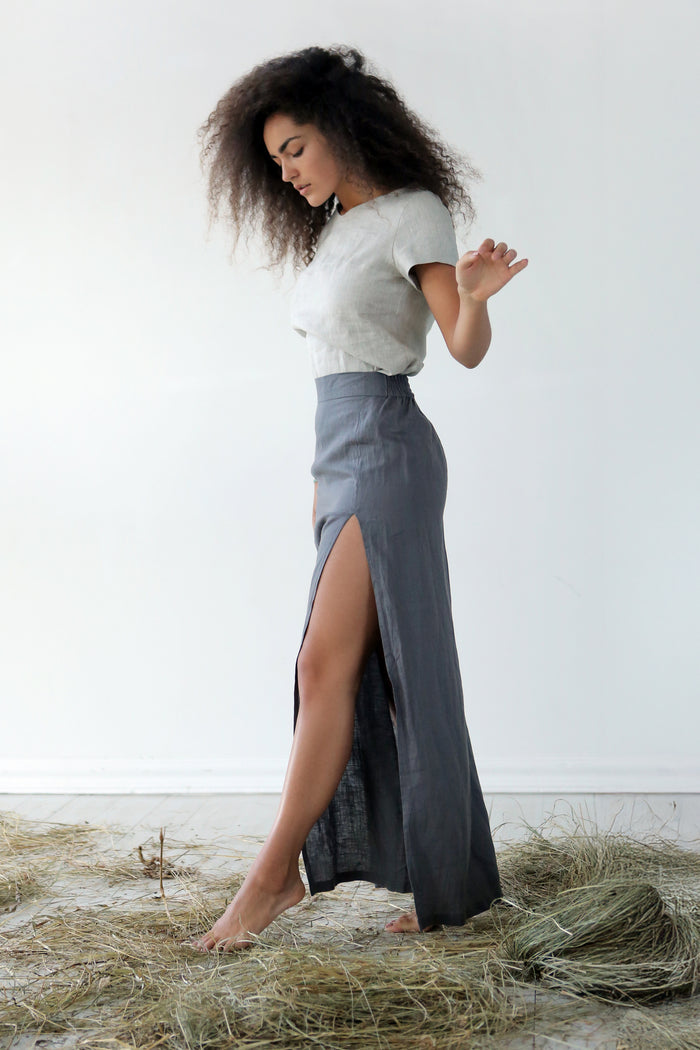 Women’s Linen Skirt SENNA in Dark grey