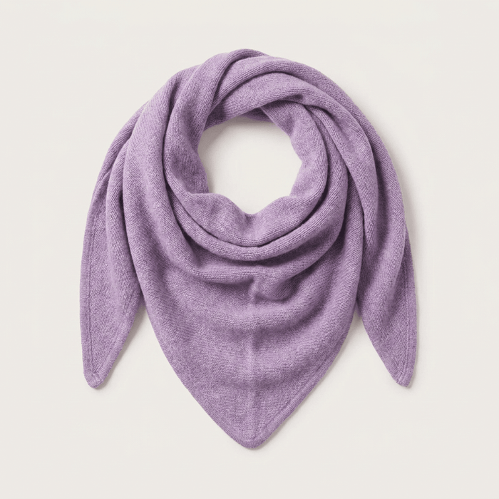 Women’s Luxury Ribbed Cashmere Triangle Scarf - HEATHER - Heritage Of Scotland -