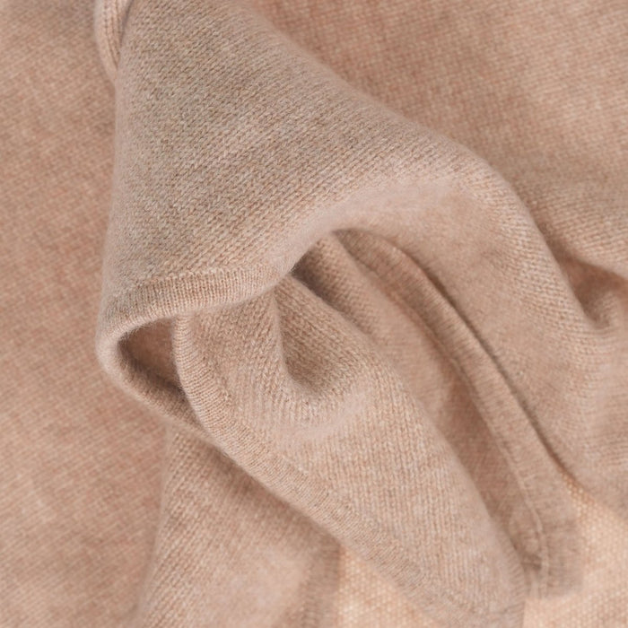 Women’s Luxury Ribbed Cashmere Triangle Scarf - SAND BEIGE - Heritage Of Scotland -