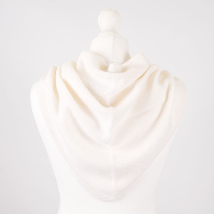 Women’s Luxury Ribbed Cashmere Triangle Scarf - WHITE - Heritage Of Scotland -
