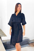 Women’s Short Linen Kimono UME in Transparent Black