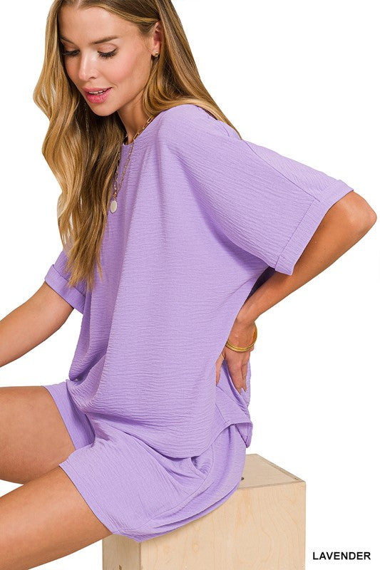Woven Airflow Top & Shorts Set