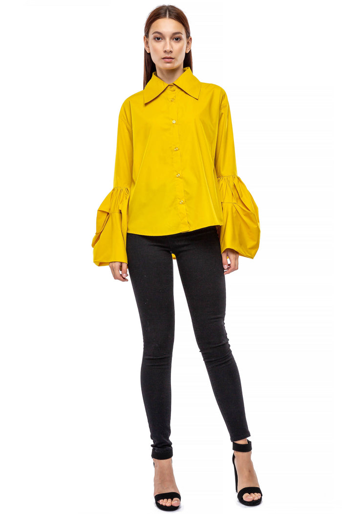 Style the Yellow Romantic Queen Blouse exclusively at Born To Glam