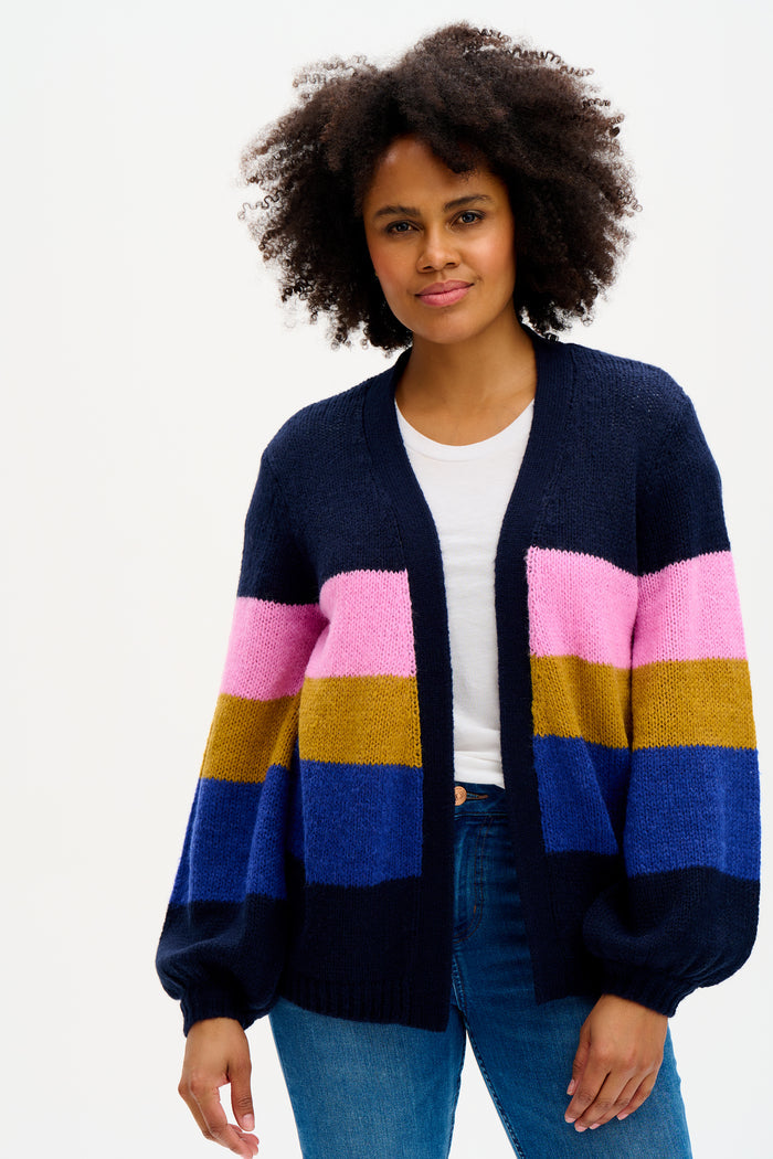 Yvette Cardigan - Multi, Big Stripes