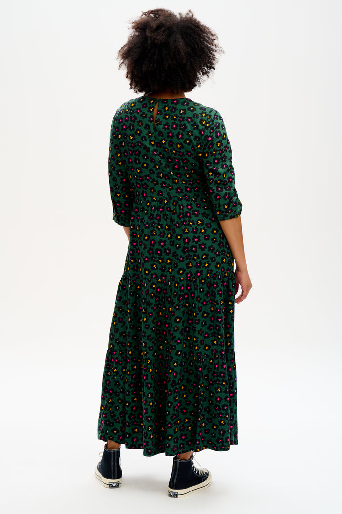 Zaina Tiered Maxi Dress -Green, Painted Floral