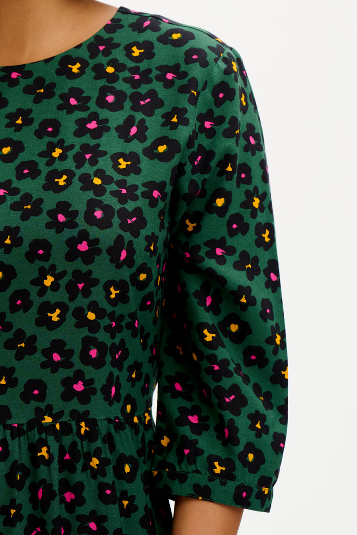 Zaina Tiered Maxi Dress -Green, Painted Floral