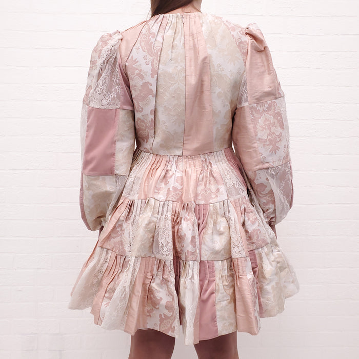 ZIMMERMANN PINK AND CREAM PATCHWORK DRESS - SIZE 3/L